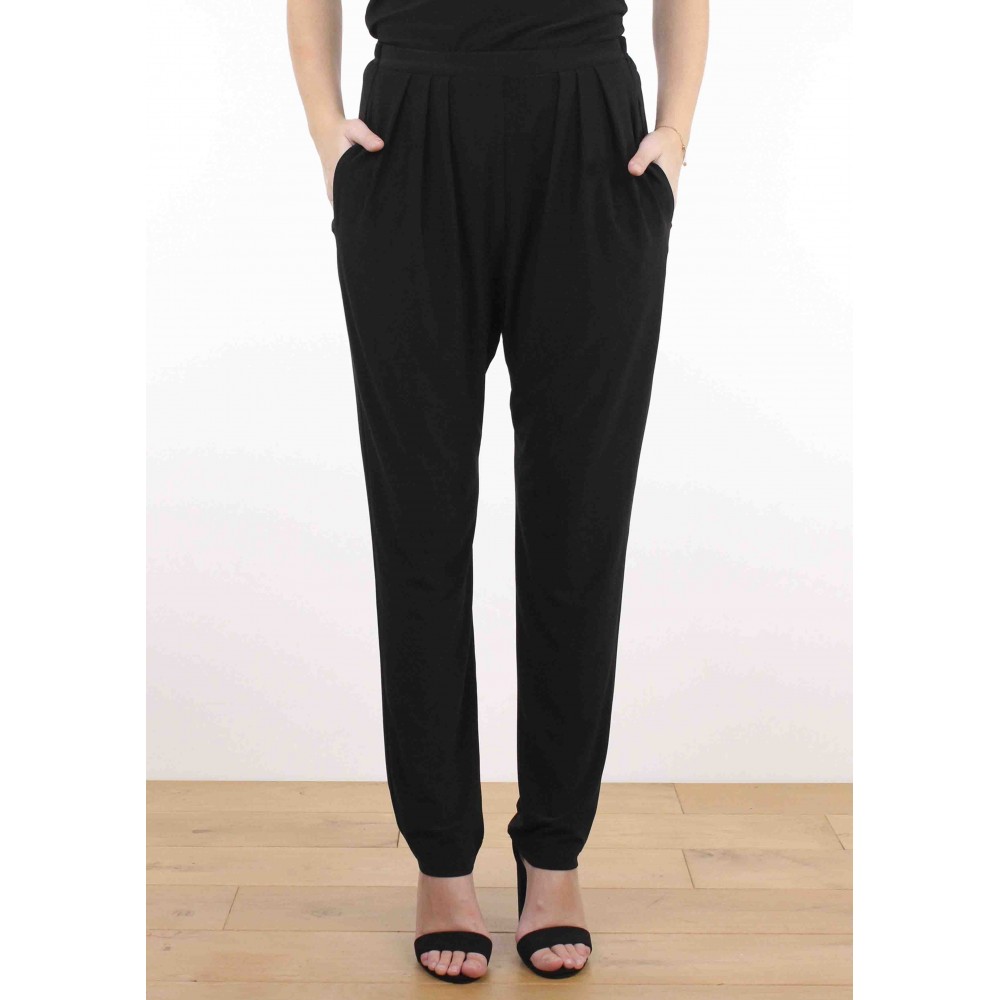 Sarouel pants in Amelia Jersey - Black jersey pants with elastic band