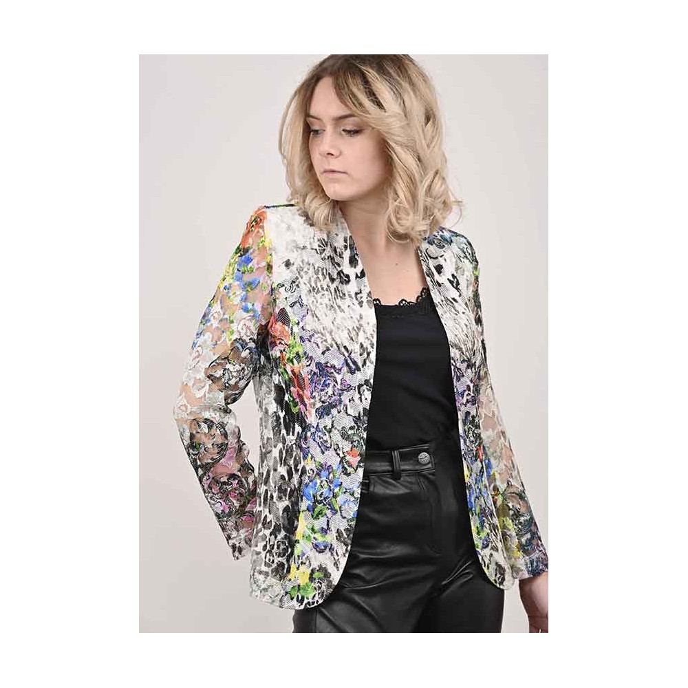 Lili printed lace jacket - Multicoloured printed lace jacket