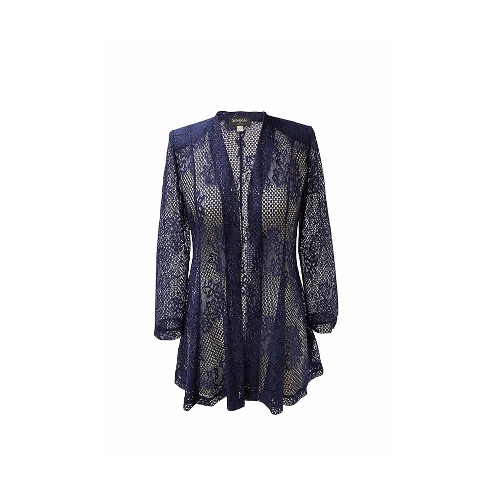 Louison Fishnet Lace Jacket - Navy Blue Lace Jacket