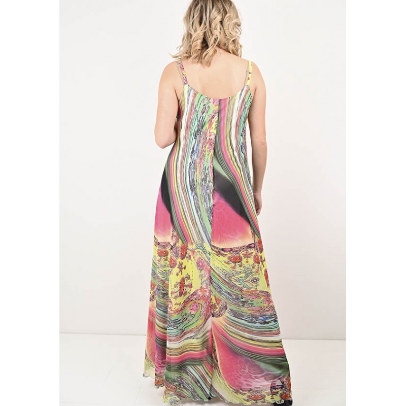 Robe Estela en Mousseline Imprimée Multicolore